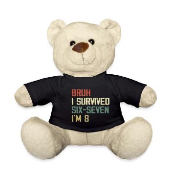 8th Birthday Design – Finally Eight Years Old - Teddy Bear - black - Front