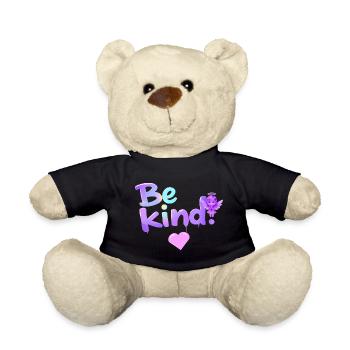 Sei freundlich Kawaii Angel Lavendel Christian Design - Teddy - Schwarz - Vorne