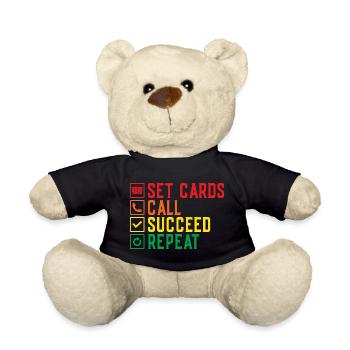 Bingo Game Set Cards Call Succeed Repeat Bingo - Teddy Bear - black - Front