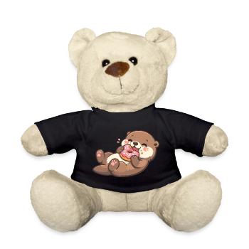Kuschelbär mit Donut-Genuss - Teddy - Schwarz - Vorne