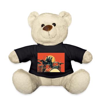 Wild Bear jouant de la batterie Rétro Vintage - Nounours - noir - Devant