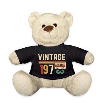 Vintage 70s Cassette Retro - Teddy Bear - black - Front