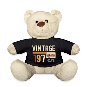 Retro-Kassette der 1970er Jahre - Teddy - Schwarz - Vorne