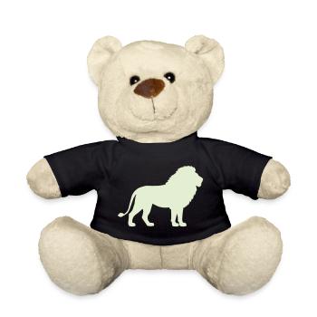 Lion Silhouette Pastel Green - Teddy Bear - black - Front