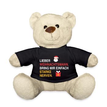 Lieber Weihnachtsmann, bring mir starke Nerven - Teddy - Schwarz - Vorne