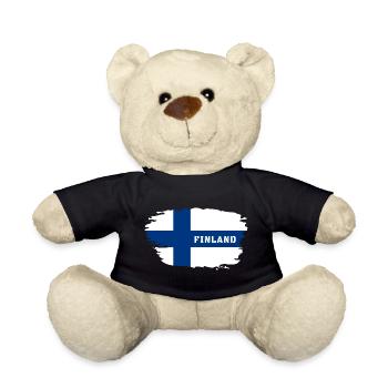 Finland Flag / Gift Helsinki Scandinavia - Teddy Bear - black - Front