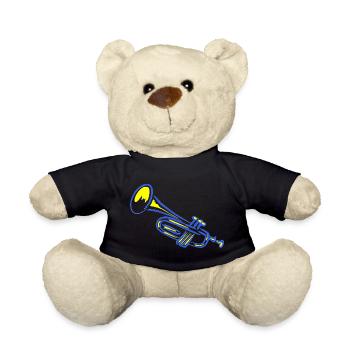 Trumpet Illustration - Teddy Bear - black - Front