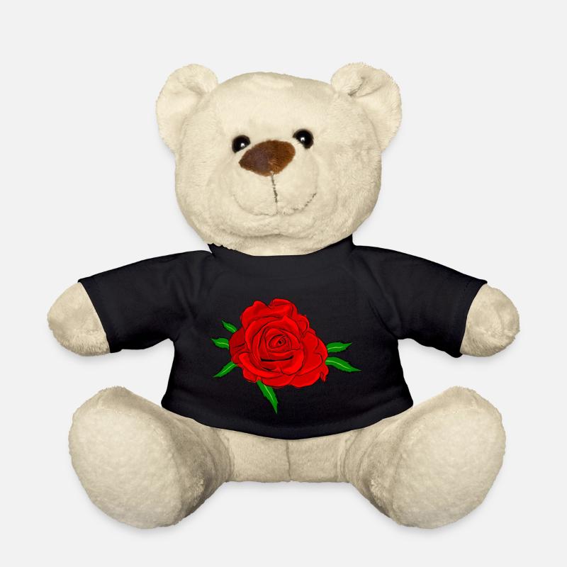 Fleur rose rouge - Nounours - noir