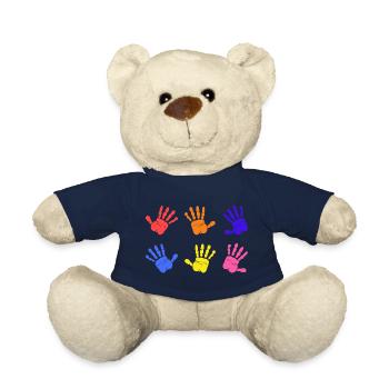 Empreintes de mains sur l’autisme - Nounours - bleu marine - Devant