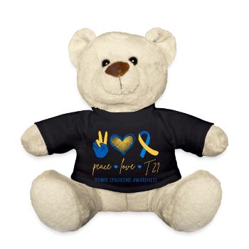 Peace Love T21 - Down Syndrome Awareness II - Nounours - noir - Devant