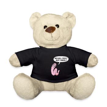 Wurm Würmer Regenwürmer Lustige Sprüche Regenwurm - Teddy - Schwarz - Vorne