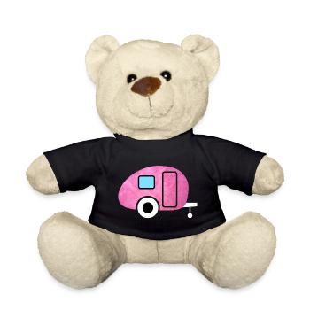 Caravan Camping hygge pink fluffy Caravan Fan - Teddy Bear - black - Front