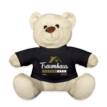 Traumhaus 2022 lädt - Hausbau Richtfest Geschenk - Teddy - Schwarz - Vorne