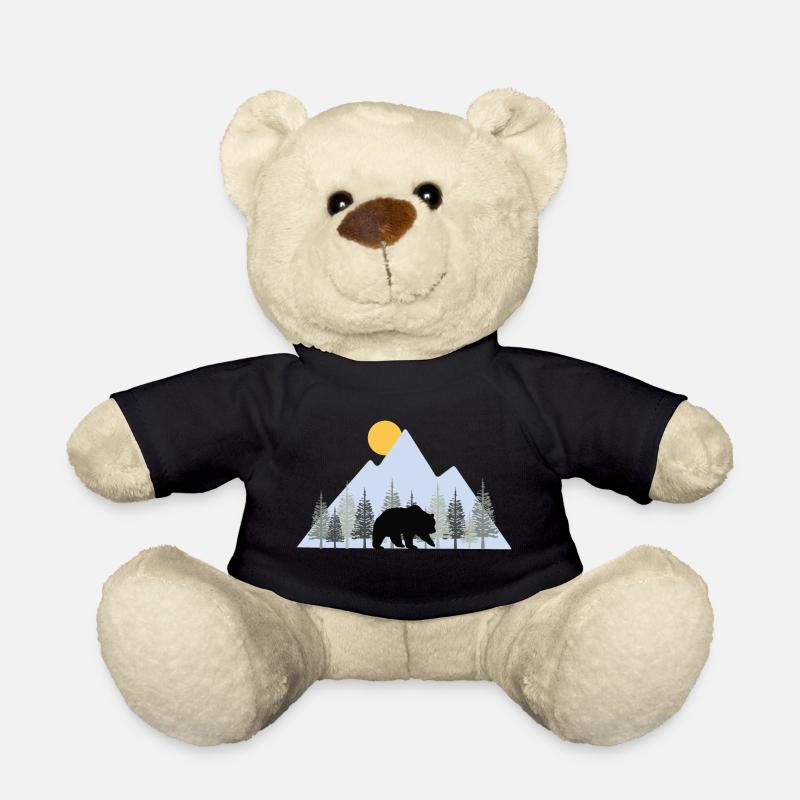 Ours dans la nature sous le soleil levant - Nounours - noir