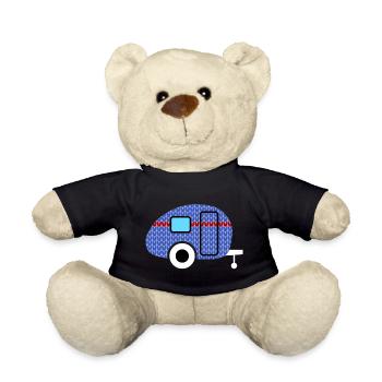 Caravan Knitting Pattern Caravan Camping Winter - Teddy Bear - black - Front