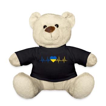 Herzschlag Fahne Herz Heartbeat Flagge Ukraine - Teddy - Schwarz - Vorne