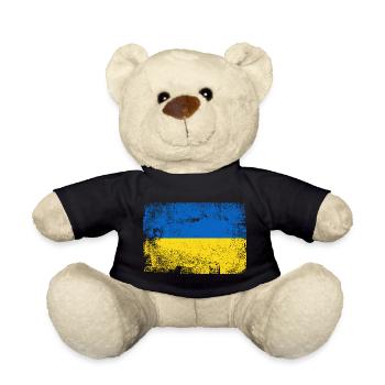 Brushed Ukrainian Flag Palette - Teddy Bear - black - Front