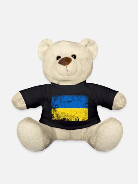 Brushed Ukrainian Flag Palette - Teddy Bear - black