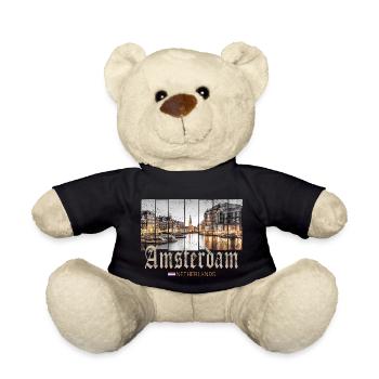 Amsterdam Niederlande bei Nacht Holland Vintage - Teddy - Schwarz - Vorne