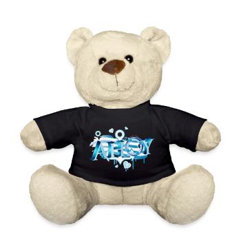 englischer Seemannsgruß Schriftzug Ahoy Graffiti - Teddy - Schwarz - Vorne
