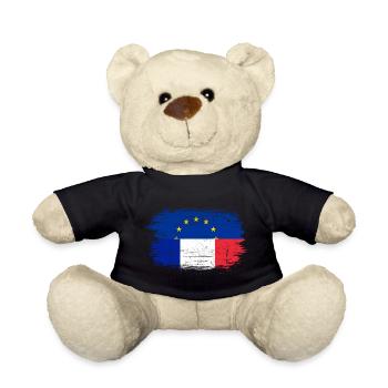 Pinselstrich EU Frankreich Flagge Mashup - Teddy - Schwarz - Vorne