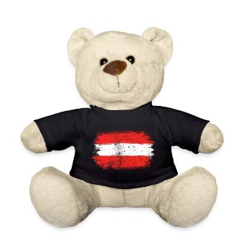 Red-White-Red Brush Flag - Teddy Bear - black - Front