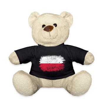 Polish Flag Brush Stroke - Teddy Bear - black - Front