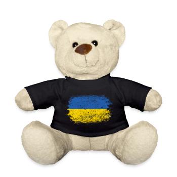 Coup de pinceau du drapeau ukrainien - Nounours - noir - Devant