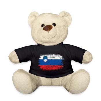 Slovenia Flag Brush Art - Teddy Bear - black - Front