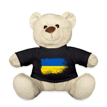 Flag Brush Stroke Ukraine - Teddy Bear - black - Front