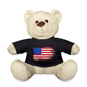 Brush Stroke American Flag - Teddy Bear - black - Front