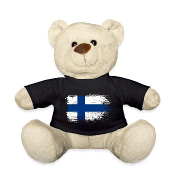 Grunge Finnische Flagge Grafik - Teddy - Schwarz - Vorne