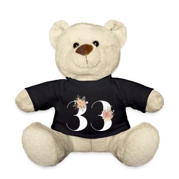 Blumen zum 33. Jahrestag (Geschenk von 33 Jahren) - Teddy - Schwarz - Vorne