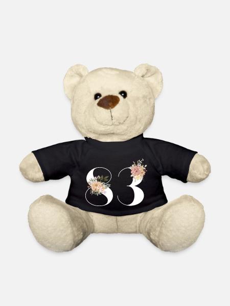83e anniversaire fleuris (Cadeau de 83 ans) - Nounours - noir