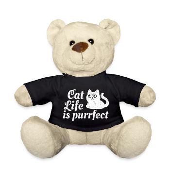 Cat Life is Purrfect - Teddy Bear - black - Front