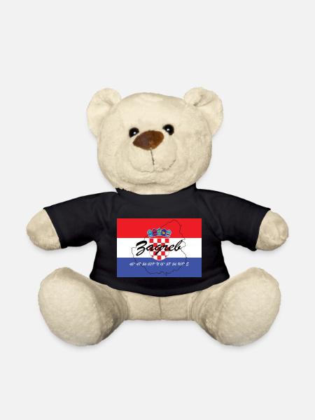 Zagreb - Hauptstadt mit GPS & Flagge - Teddy - Schwarz