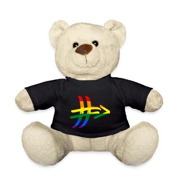 Regenbogen Hashtag # Diversität Toleranz Vielfalt - Teddy - Schwarz - Vorne