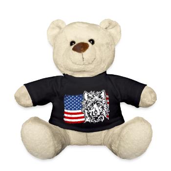 AUSTRALIAN TERRIER Amerika Fahne Hunde Wilsigns - Teddy - Schwarz - Vorne