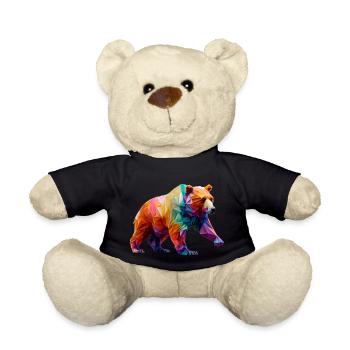 Origami Geometrie Bär Farbenfroh Modern Arty - Teddy - Schwarz - Vorne