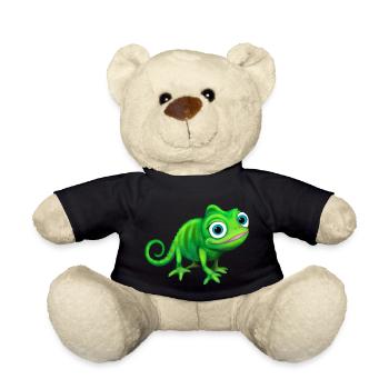 Chameleon green colorful and funny - Teddy Bear - black - Front