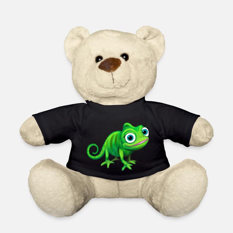 Caméléon vert coloré et drôle - Nounours - noir