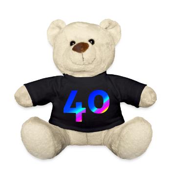 feiern, 40 blauer farbverlauf mit bunten Farben - Teddy - Schwarz - Vorne