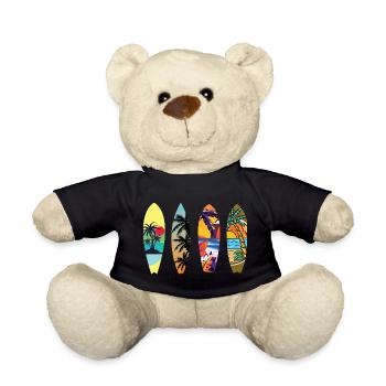 Surfing Surfboard Surfer Gift Idea - Teddy Bear - black - Front