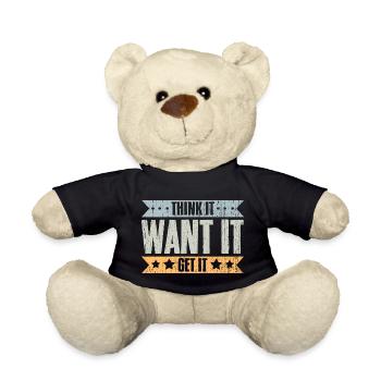 Think It Want It Get It Vintage Life Manifesting - Teddy Bear - black - Front