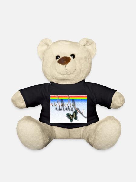 Tibetan Calligraphy Butterfly Design - Teddy Bear - black