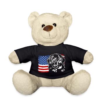 Newfoundland America Flag Dogs Wilsigns - Teddy Bear - black - Front