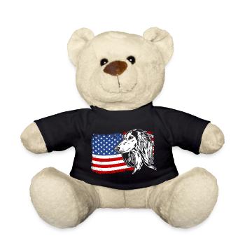 Saluki America Flag Dog Dogs Wilsigns - Teddy Bear - black - Front