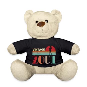 Vintage 2001 Anniversaire rétro sunset design - Nounours - noir - Devant
