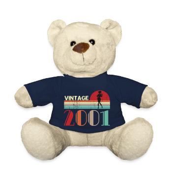 Jahrgang 2001 Geburtstag Retro Sonnenuntergang Design - Teddy - French Navy - Vorne