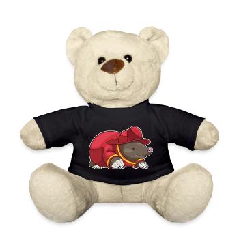 Mole Firefighter Fire Helmet Fire Brigade - Teddy Bear - black - Front